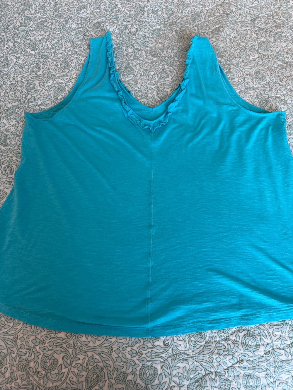 Lilly Pulitzer Women's XXL Turquoise Ruffle Tank Top Pima Cotton Plus Size - Picture 11 of 16